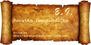 Beretka Immakuláta névjegykártya